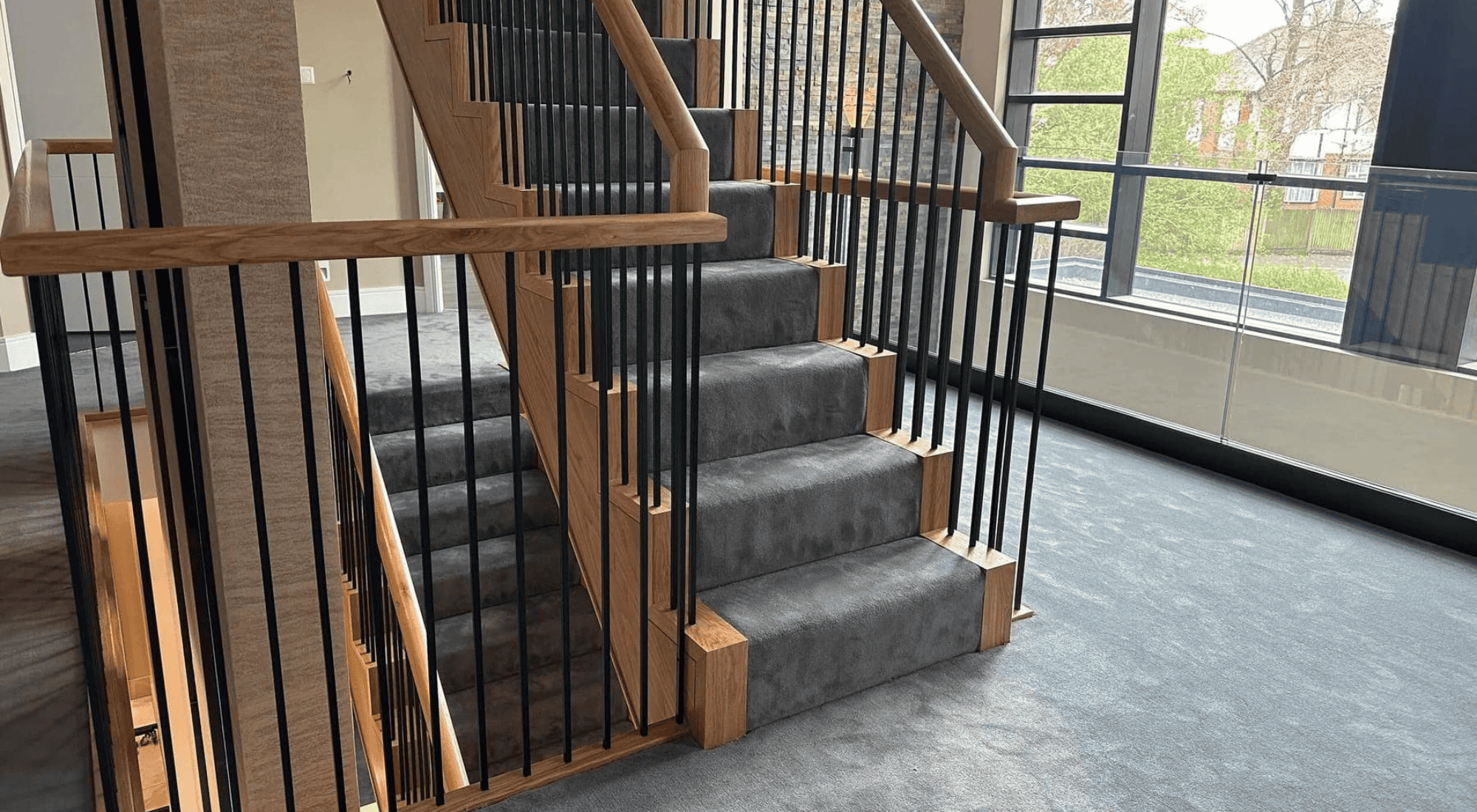 Metal Stair Spindles & Components Used In Brand New Staircase