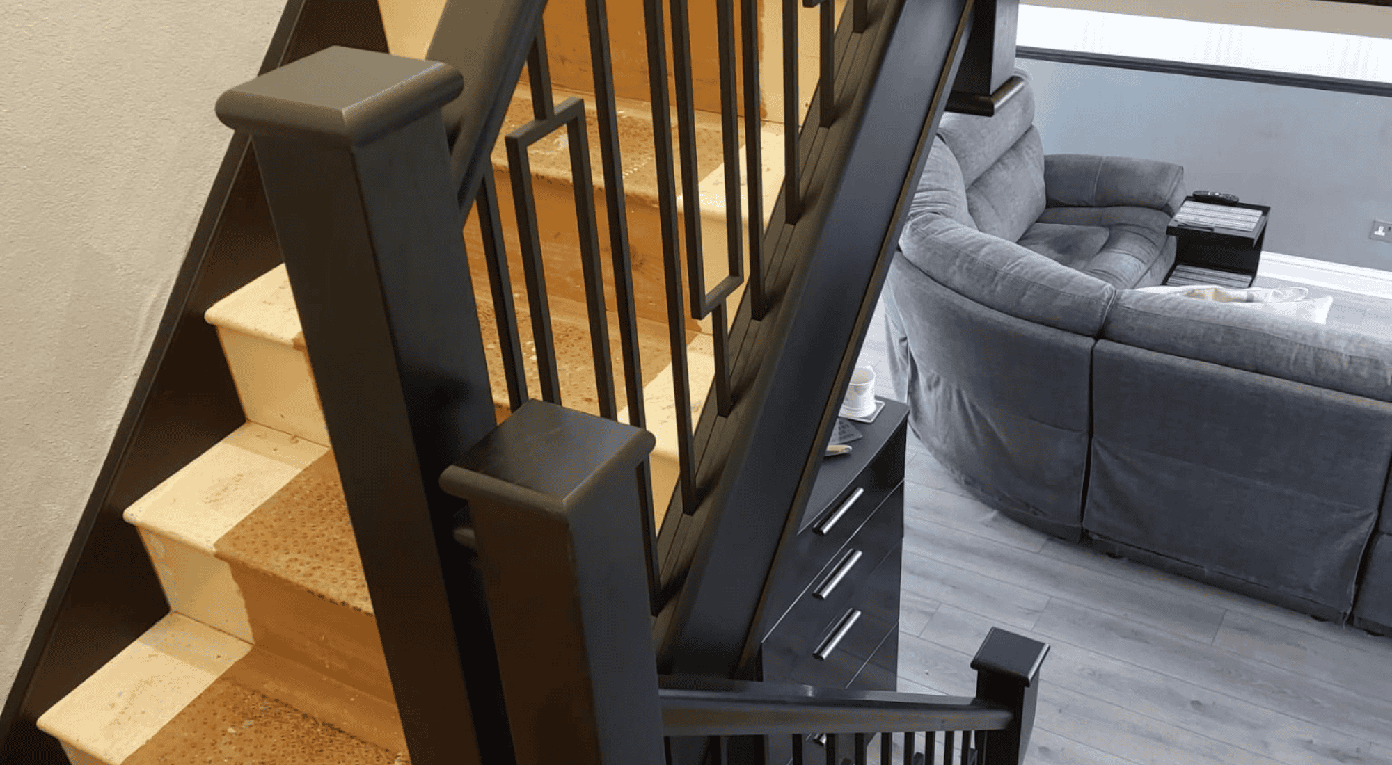 black painted oak flat newel cap