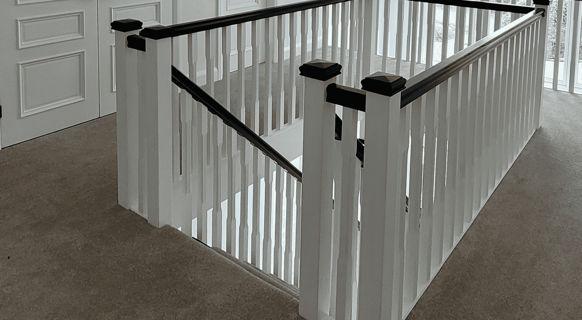 white painted oak newel post