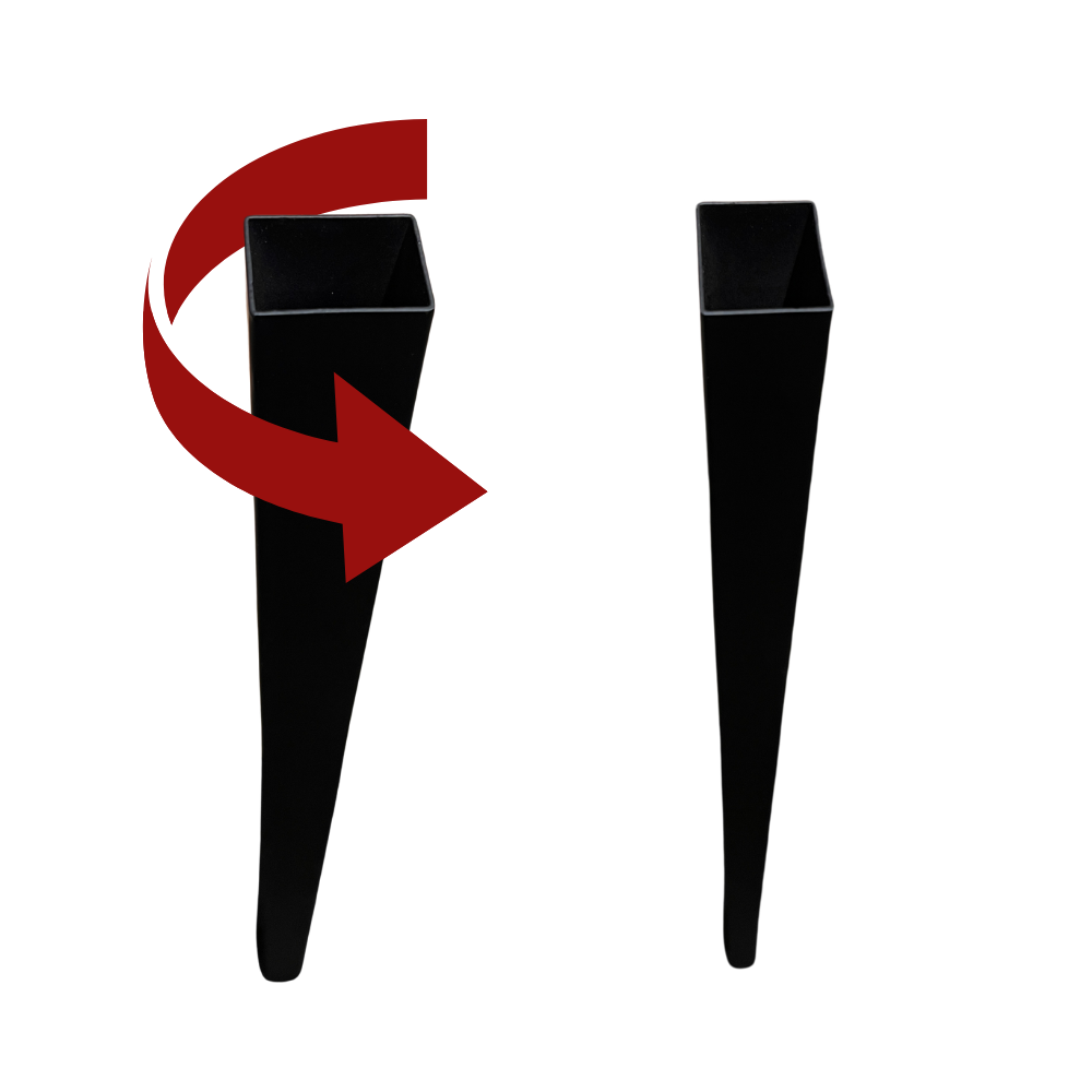 reversible black metal rectangular spindle