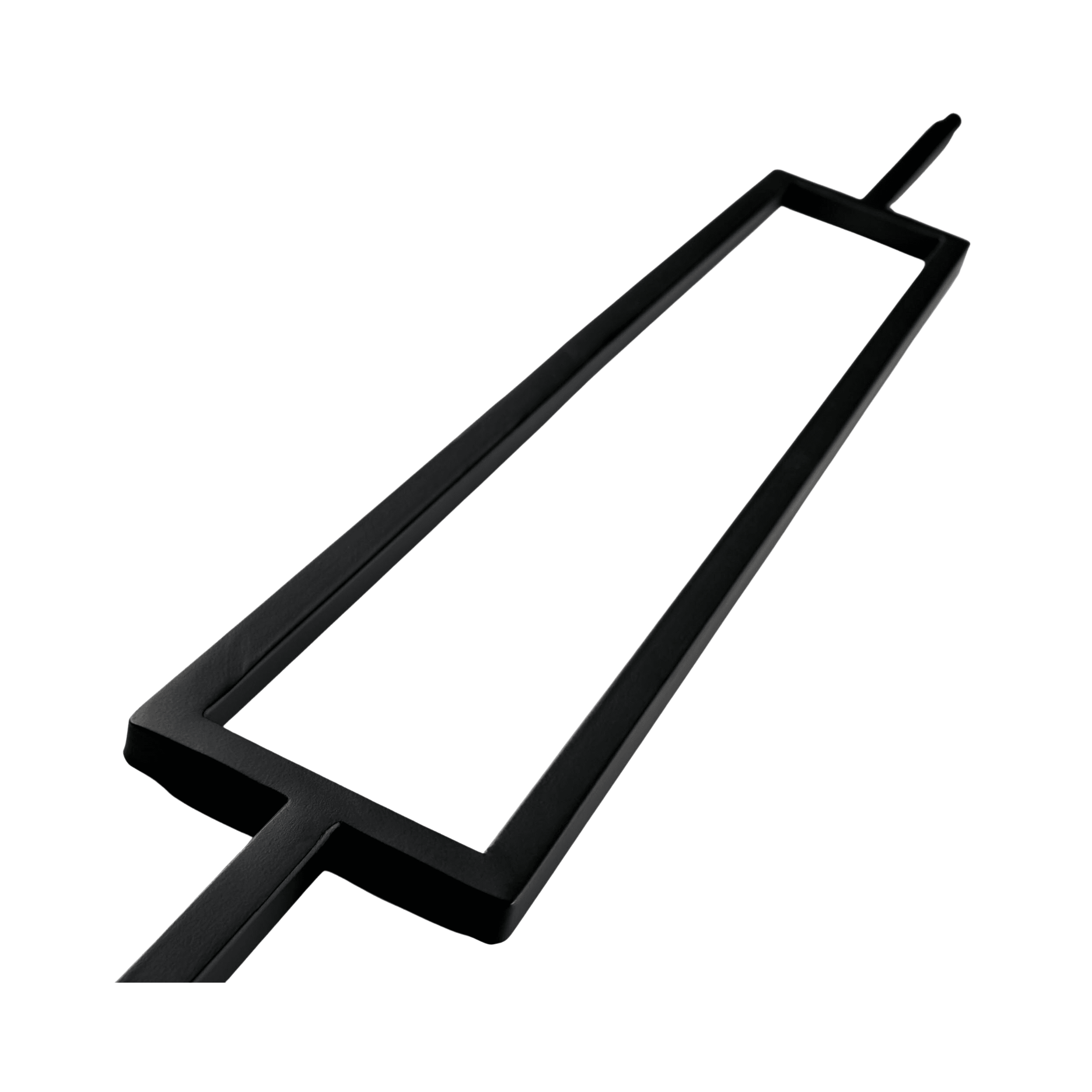 black metal square rectangular design spindle angled