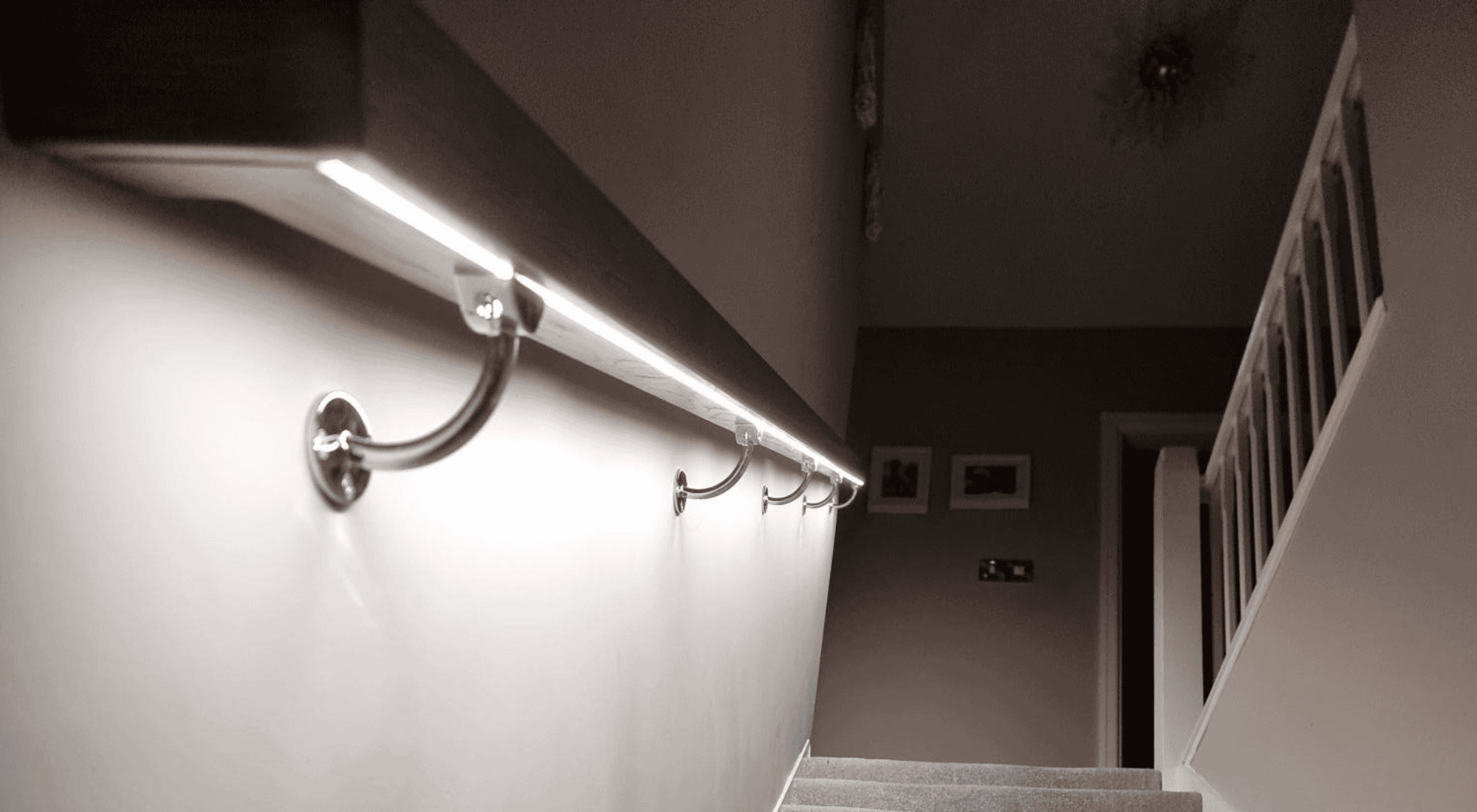 chrome handrail bracket with led